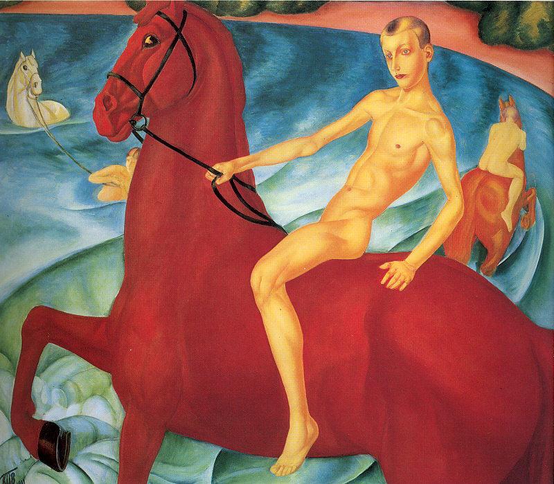 Petrov-Vodkin, Kozma Bathing the Red Horse Sweden oil painting art